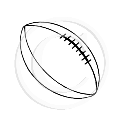 2647 A or C - Rugby Ball Rubber Stamp