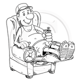2659 G - Man In Armchair Rubber Stamp