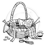 2660 F - Sewing Basket Rubber Stamp