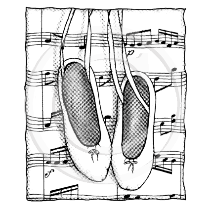 2669 G - Ballet Shoes Rubber Stamp