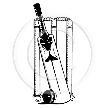 2675 E - Cricket Bat Rubber Stamp