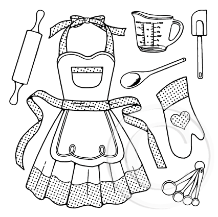 2684 H - Apron Baking Rubber Stamp