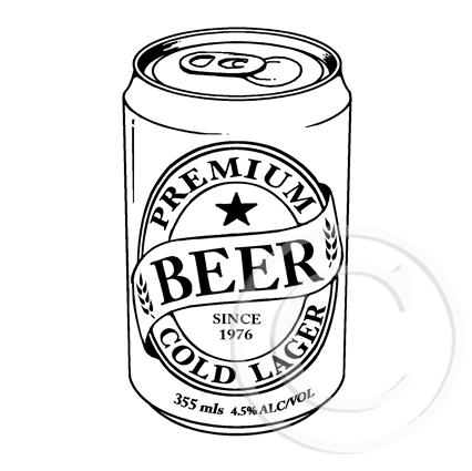 2685 F - Beer Can Rubber Stamp