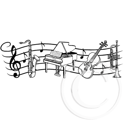 2687 FFF - Musical Instruments Rubber Stamp