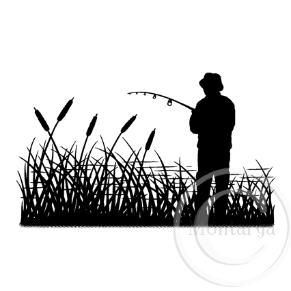 2694 GG - Fishing Silhouette Rubber Stamp
