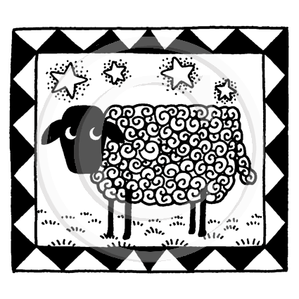 2708 F - Sheep In Frame Rubber Stamp
