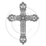 2821 G - Ornate Cross Rubber Stamp