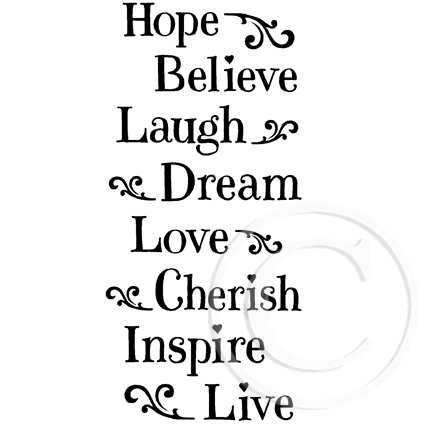 2840 FF - Hope Believe Laugh Rubber Stamp
