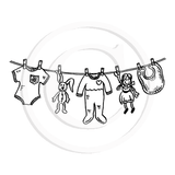 3114 FF or GG - Washing Line Rubber Stamp