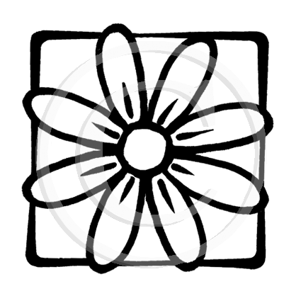 3221 F - Daisy Head In Frame Rubber Stamp