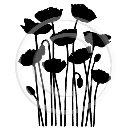 3269 D or G Poppies Silhouette Rubber Stamp
