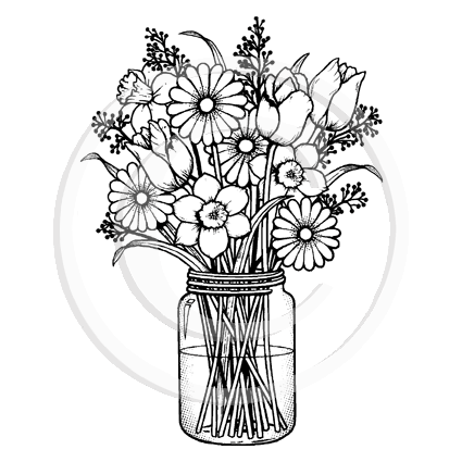 3271 GG - Jar of Flowers Rubber Stamp