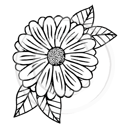 3278D or G -  Flower with Leaves Rubber Stamp