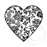 3407 D - Floral Heart Rubber Stamp