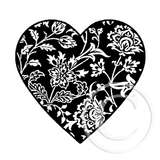3408 D - Solid Floral Heart Rubber Stamp