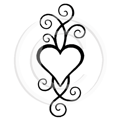 3429 B - Heart With Swirls Rubber Stamp