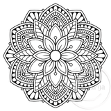 3440 H or J - Flower Mandala Rubber Stamp