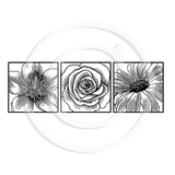 3447 FFF - Three Flowers Rubber Stamp