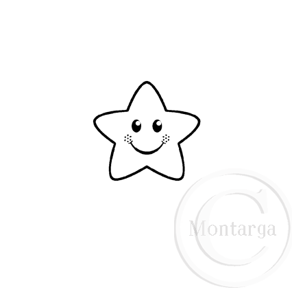 3452 A - Smiling Star Rubber Stamp