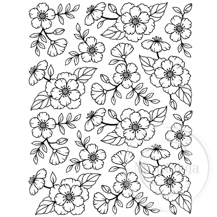 3459 I or L - Flower Background Rubber Stamp