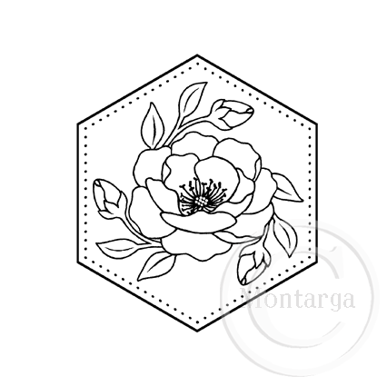 3461 F - Rose Hexagon Rubber Stamp