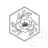 3461 F - Rose Hexagon Rubber Stamp