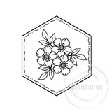 3462 F - Three Flower Hexagon Rubber Stamp
