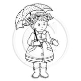 3534 GG - Girl With Umbrella Rubber Stamp