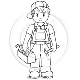 3538 GG - Boy With Tools Rubber Stamp