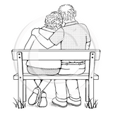 3541 G - Couple on Bench Rubber Stamp