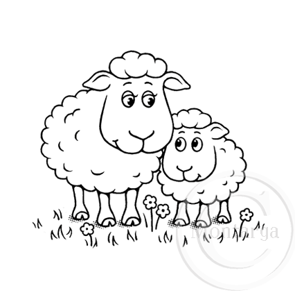 3612 F - Two Sheep Rubber Stamp