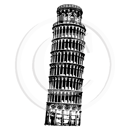 3749 E - Leaning Tower Rubber Stamp