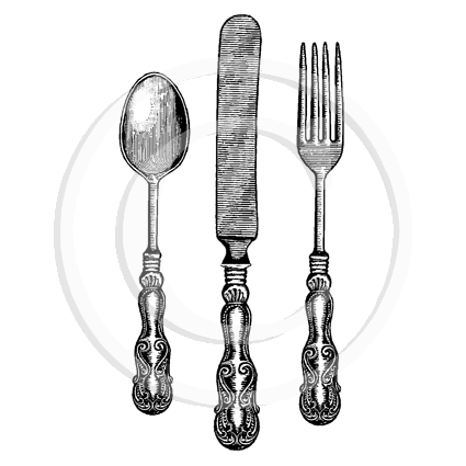 3802 E - Knife Fork Spoon Rubber Stamp