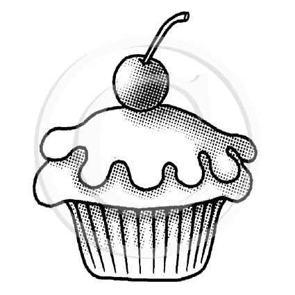 3824 D - Cupcake Rubber Stamp