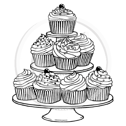 3834 G - Cupcakes Rubber Stamp