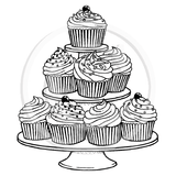 3834 G - Cupcakes Rubber Stamp