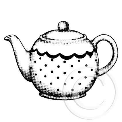 3842 D or G - Tea Pot Rubber Stamp