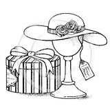 3854 G - Hat and Hatbox Rubber Stamp