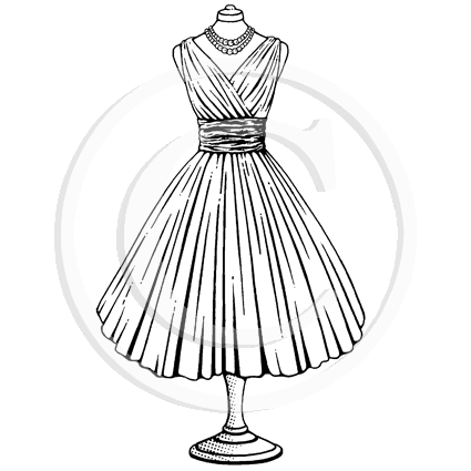3855 GG - Dress On Mannequin Rubber Stamp