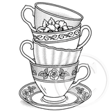 3860 GG - Teacups Rubber Stamp