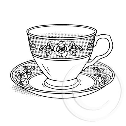 3861 G - Teacup Rubber Stamp