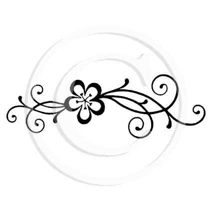 3936  FFF or FF Flower with Swirls Rubber Stamp