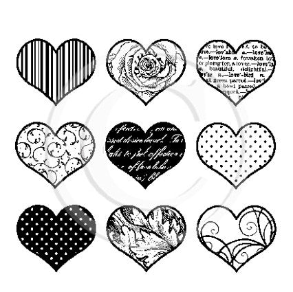 3937 G - Hearts Mosaic Rubber Stamp
