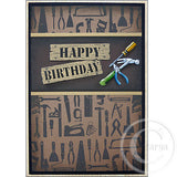 2785 E - Happy Birthday on Wood Rubber Stamp