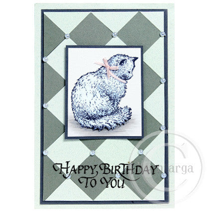 1056 F - Fluffy Cat Rubber Stamp