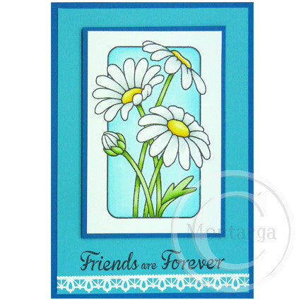 3296 GG - Daisies in Frame Rubber Stamp