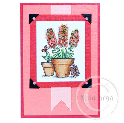 3285 G Flowers in Pot Rubber Stamp