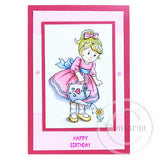 3533 GG - Girl With Watering Can Rubber Stamp