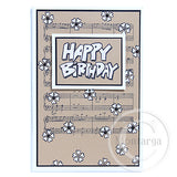 0103 E - Outline Happy Birthday Rubber Stamp