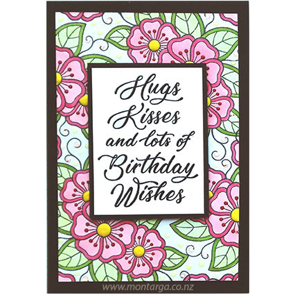 2792 G - Hugs Kisses Birthday Wishes Rubber Stamp